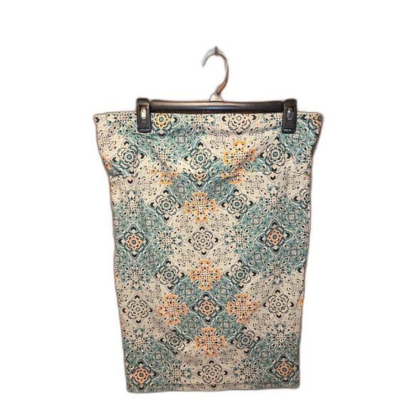Torrid Aqua Blue Floral Geometric Foldover Pencil Skirt, Size Large - Picture 3 of 5